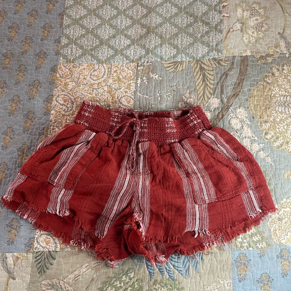 Rewash High Waist Red and White Striped Shorts